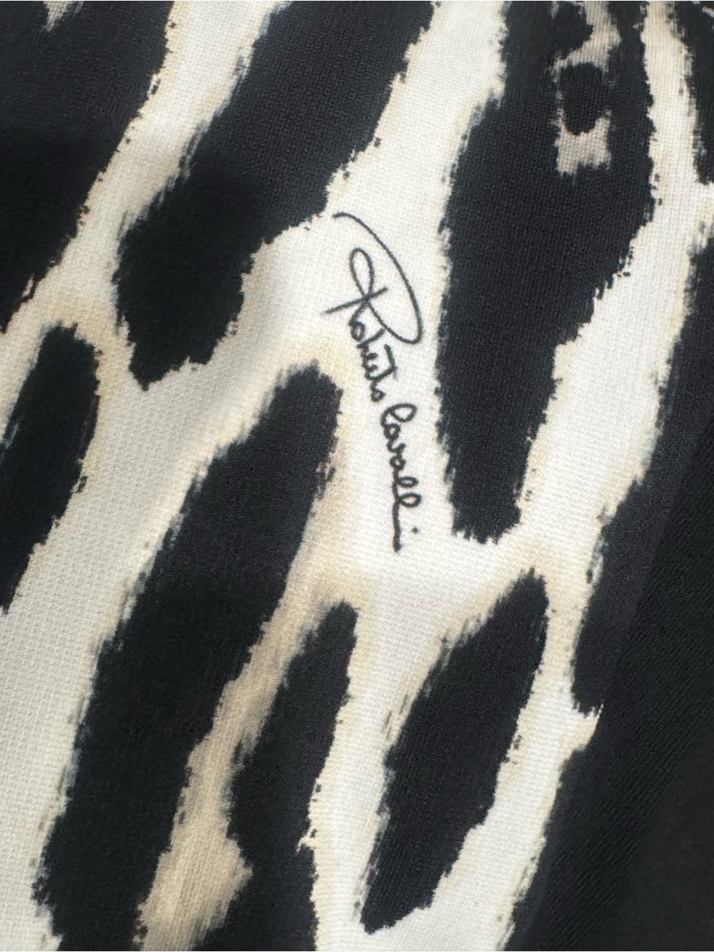 Roberto Cavalli Black and White Animal-Print Midi Dress - Picture 4 of 7